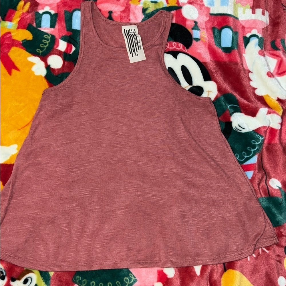 Free People Dusty Rose Long Beach Ribbed SwingTop Size Small